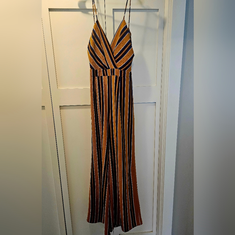 Striped Multicolor Open Back Jumpsuit